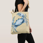 Tote Bag Un crabe bleu sur un Arrière - plan de sable (De près)