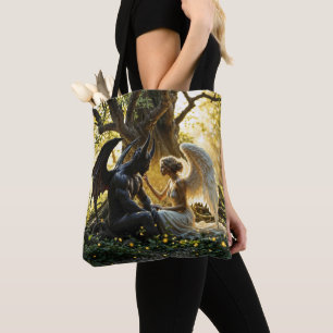 Tote Bag Un démon d'ange foncé clair interdit l'art amoureu