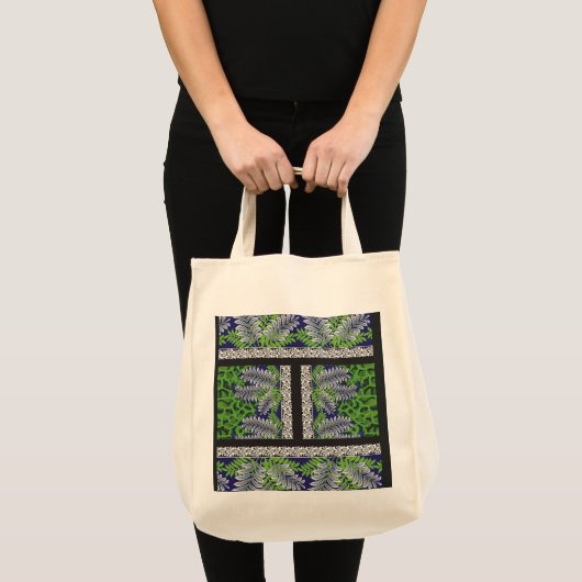 Tote Bag un design de motif vert et jaune (Devant (produit))