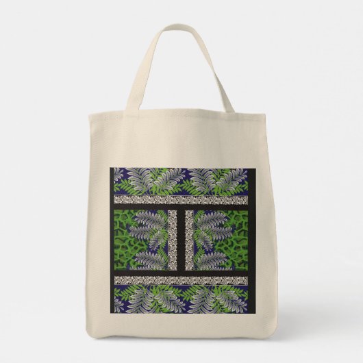 Tote Bag un design de motif vert et jaune (Dos)