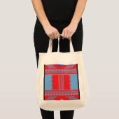 Tote Bag un design d'un motif rouge et bleu (Devant (produit))