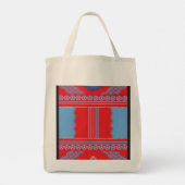Tote Bag un design d'un motif rouge et bleu (Dos)