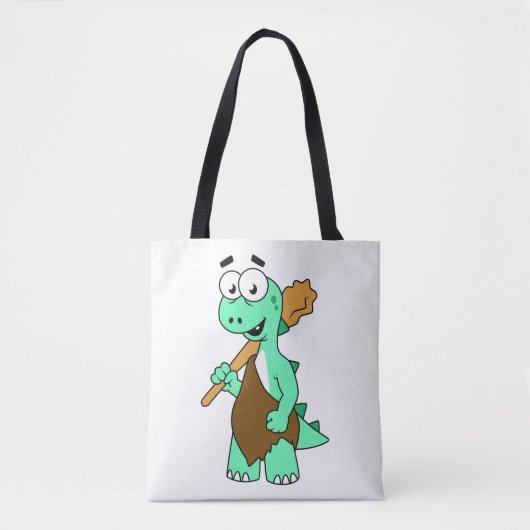 Tote Bag Un Dessin Tyrannosaurus Rex Caveman. (Devant)