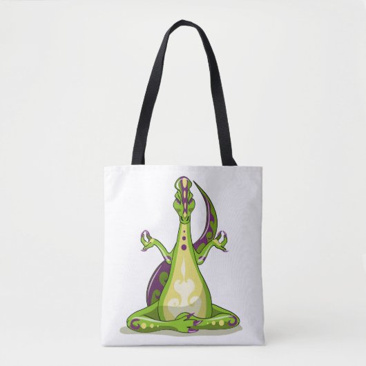 Tote Bag Un Dinosaure Iguanodon Qui Fait Du Yoga. (Devant)