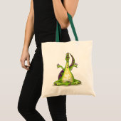 Tote Bag Un Dinosaure Iguanodon Qui Fait Du Yoga. (Devant (produit))