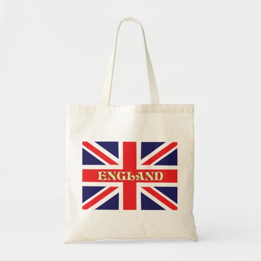 Tote Bag Un drapeau Union Jack avec l'Angleterre écrit dess (Devant)