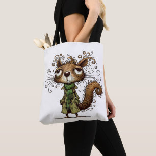 Tote Bag Un écureuil en peluche verte