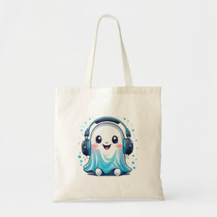 Tote Bag Un fantôme avec des écouteurs sur les oreilles