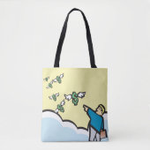 Tote Bag Un Homme Pointeur À L'Argent Avec Des Ailes (Devant)
