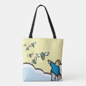 Tote Bag Un Homme Pointeur À L'Argent Avec Des Ailes (Dos)