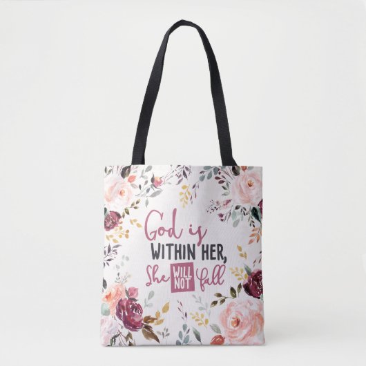 Tote Bag Un joli Dieu Floral est en elle, elle ne tombera p (Devant)