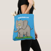Tote Bag Un joli éléphant drôle avec un oiseau sur le tronc (De près)