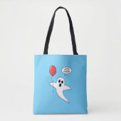 Tote Bag Un joli fantôme de dessin animé avec un ballon rou (Devant)