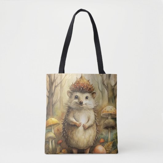 Tote Bag Un joli hérisson en forêt (Devant)