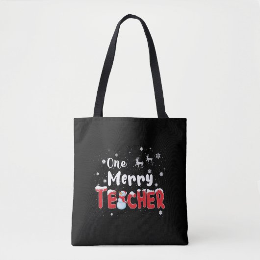 Tote Bag Un joyeux enseignant Snowman Enseigner Noël (Devant)