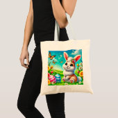 Tote Bag Un lapin heureux (Devant (produit))