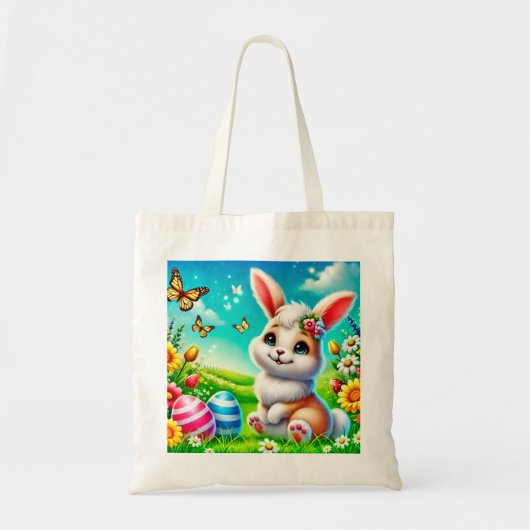 Tote Bag Un lapin heureux (Devant)