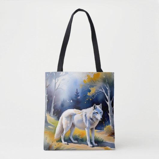 Tote Bag Un loup dans une aquarelle de forêt (Devant)