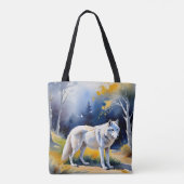 Tote Bag Un loup dans une aquarelle de forêt (Dos)