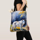 Tote Bag Un loup dans une aquarelle de forêt (De près)