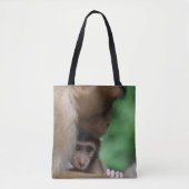 Tote Bag Un Macaque et ce de bébé est mère (Devant)