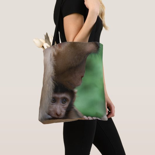 Tote Bag Un Macaque et ce de bébé est mère (De près)