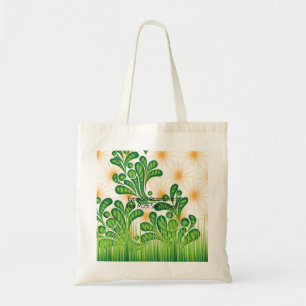Tote Bag Un motif artistique vert et or représentant un arb