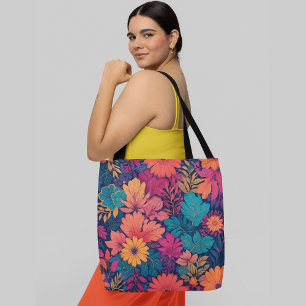 Tote Bag Un motif floral vibrant et coloré