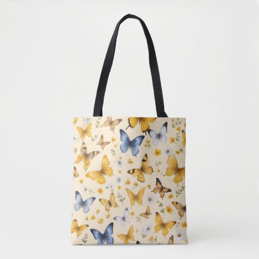Tote Bag Un motif transparent de différentes fleurs de papi (Devant)