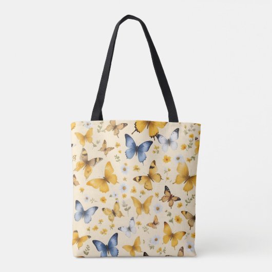 Tote Bag Un motif transparent de différentes fleurs de papi (Dos)