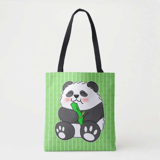 Tote Bag Un Panda Bébé Mignonne Mangeant Stalk Bambou (Devant)