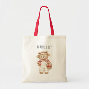 Tote Bag Un panier d'ours une pomme par jour