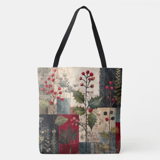 Tote Bag Un Patchwork Rustique d'Hiver à la Baie de Houx (Devant)