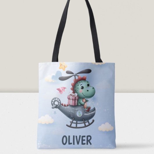 Tote Bag Un Pilote Dinosaure Cute Volant Un Hélicoptère De 