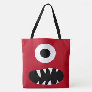Tote Bag Un rouge observé mignon de motif de monstres de