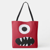 Tote Bag Un rouge observé mignon de motif de monstres de (Dos)