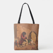 Tote Bag Un Singe Et Un Chien Avec Un Grand Tambourin (Dos)