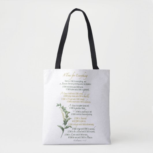 Tote Bag Un temps pour tout - Ecclesiastes 3 : 1-8 (Devant)