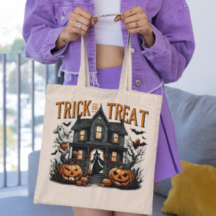 Tote Bag Un tour éffrayant ou un régal dans une maison hant