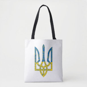 Tote Bag Un trident ukrainien texturé drapeau d'Ukraine cou