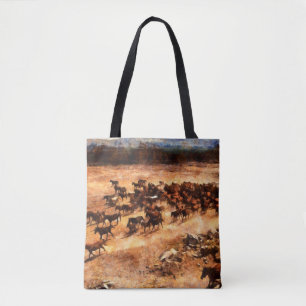 Tote Bag Un troupeau de chevaux sauvages en course. OEuvre