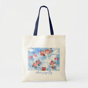 Tote Bag un troupeau heureux de porcs de vol