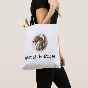 Tote Bag Une année d'aquarelle de dragon