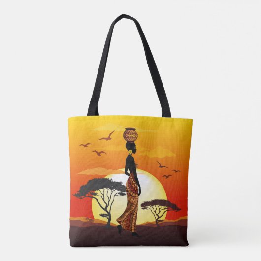 Tote Bag Une belle femme africaine Silhouette sur les solei (Dos)