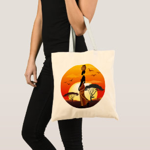 Tote Bag Une belle femme africaine Silhouette sur les solei