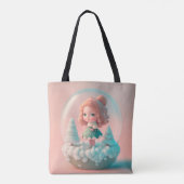 Tote Bag Une drôle de petite poupée sur un nuage (Dos)