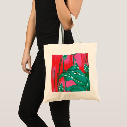 Tote Bag Une étonnante écharpe rouge et verte avec fleurs e (Devant (produit))