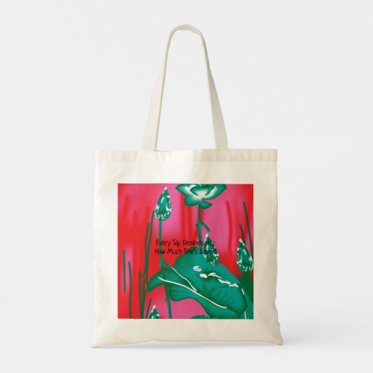 Tote Bag Une étonnante écharpe rouge et verte avec fleurs e (Dos)