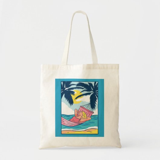 Tote Bag Une femme dans un hamac à la plage (Devant)