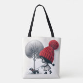 Tote Bag Une fille afro-américaine marche son chien (Dos)